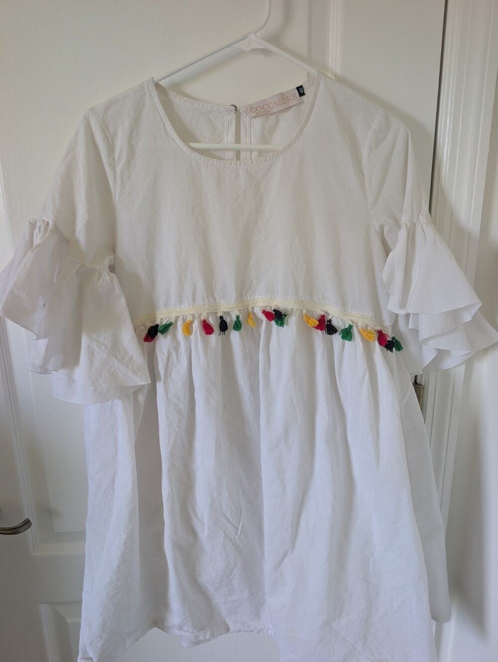 Cocomo Women's Pullover Peasant Blouse Bell Sleeves Gauzy Boho Hippie size 40